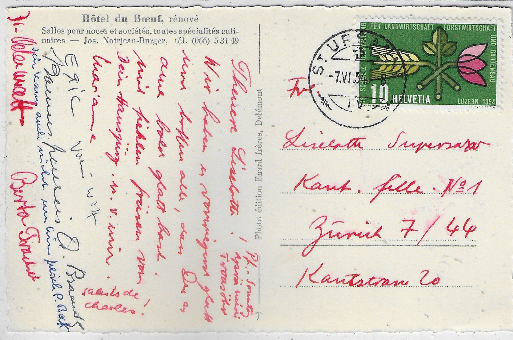 Cartoline postali: St. Ursanne - Hotel du Boeuf – Usato da Ettingen venduto da Kartenplanet 1