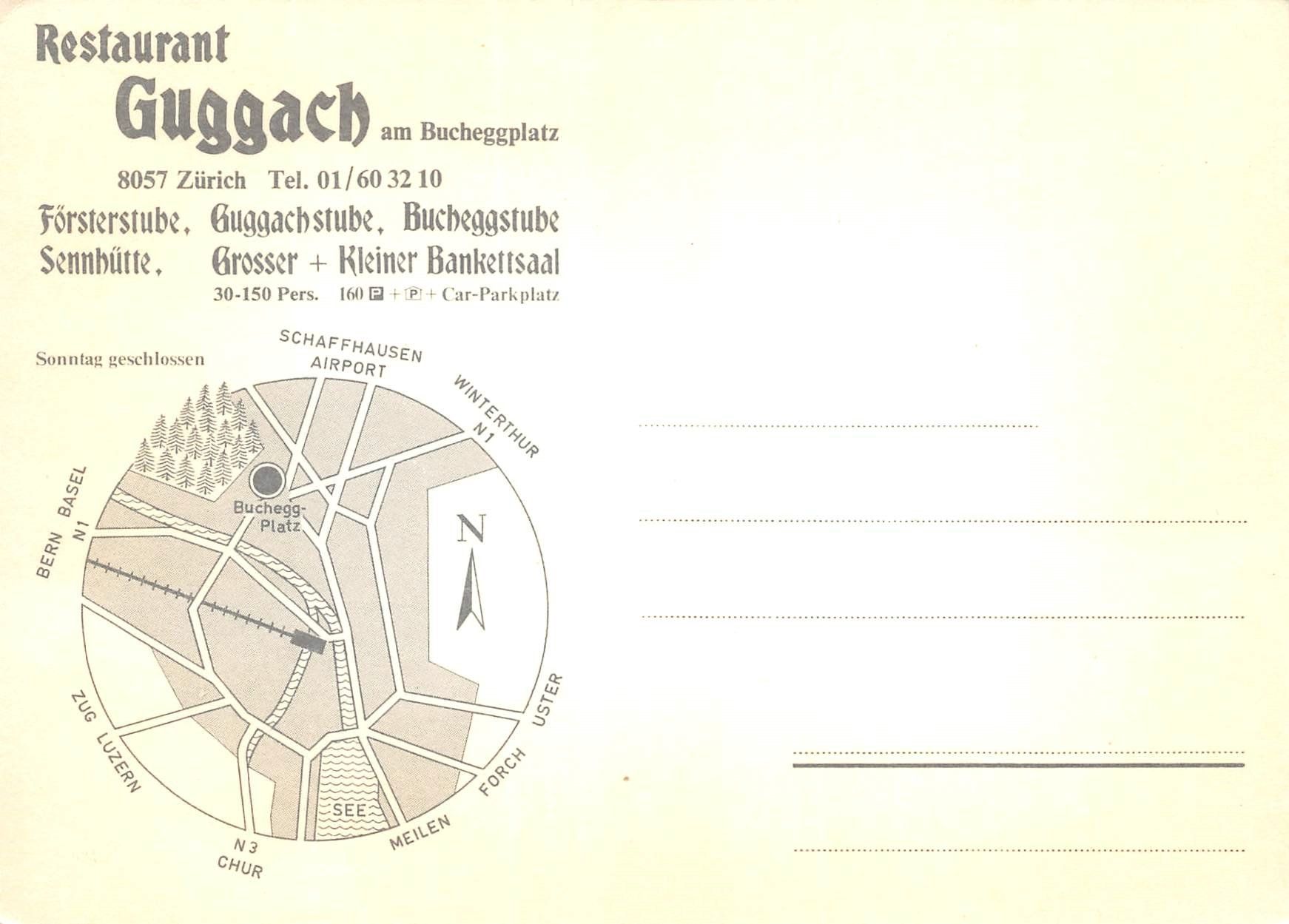 Cartoline postali: Zürich, Restaurant Guggach – Usato da Ottikon b.Kemptth. venduto da Neptun1974 1