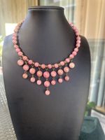 Sehr schönes  Halsband mit Rhodonit Perlen. Handarbeit 