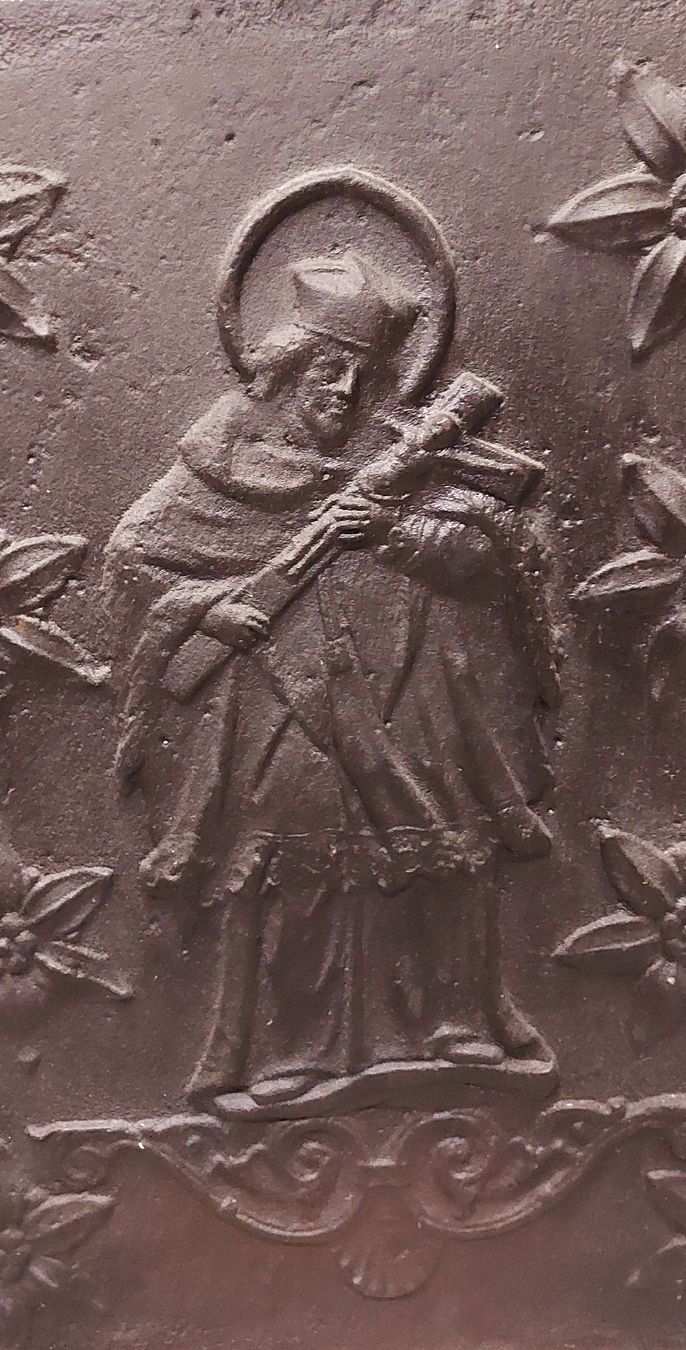 Camini: Antike eiserne Kaminplatte mit christlichen Heiligen – Nuovo (secondo la descrizione) da Meilen venduto da Verschiedenes123 5
