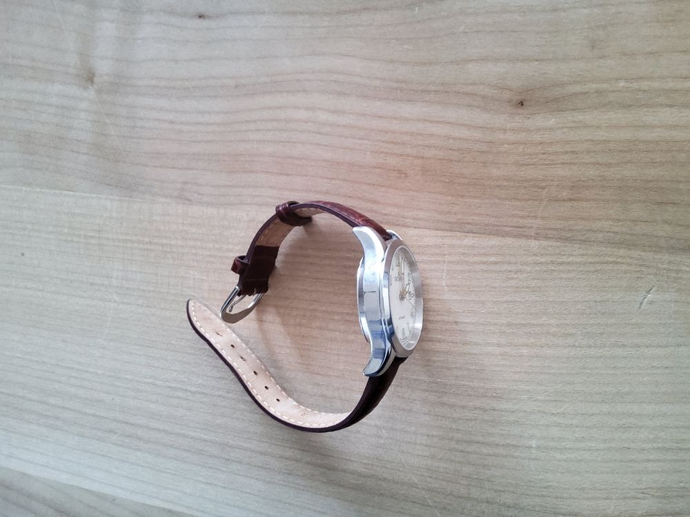 Montres: Grovana, weisses Zifferblatt, braunes Lederband, automatic – Neuf (Voir description) à Aarau par Aarauer65 5