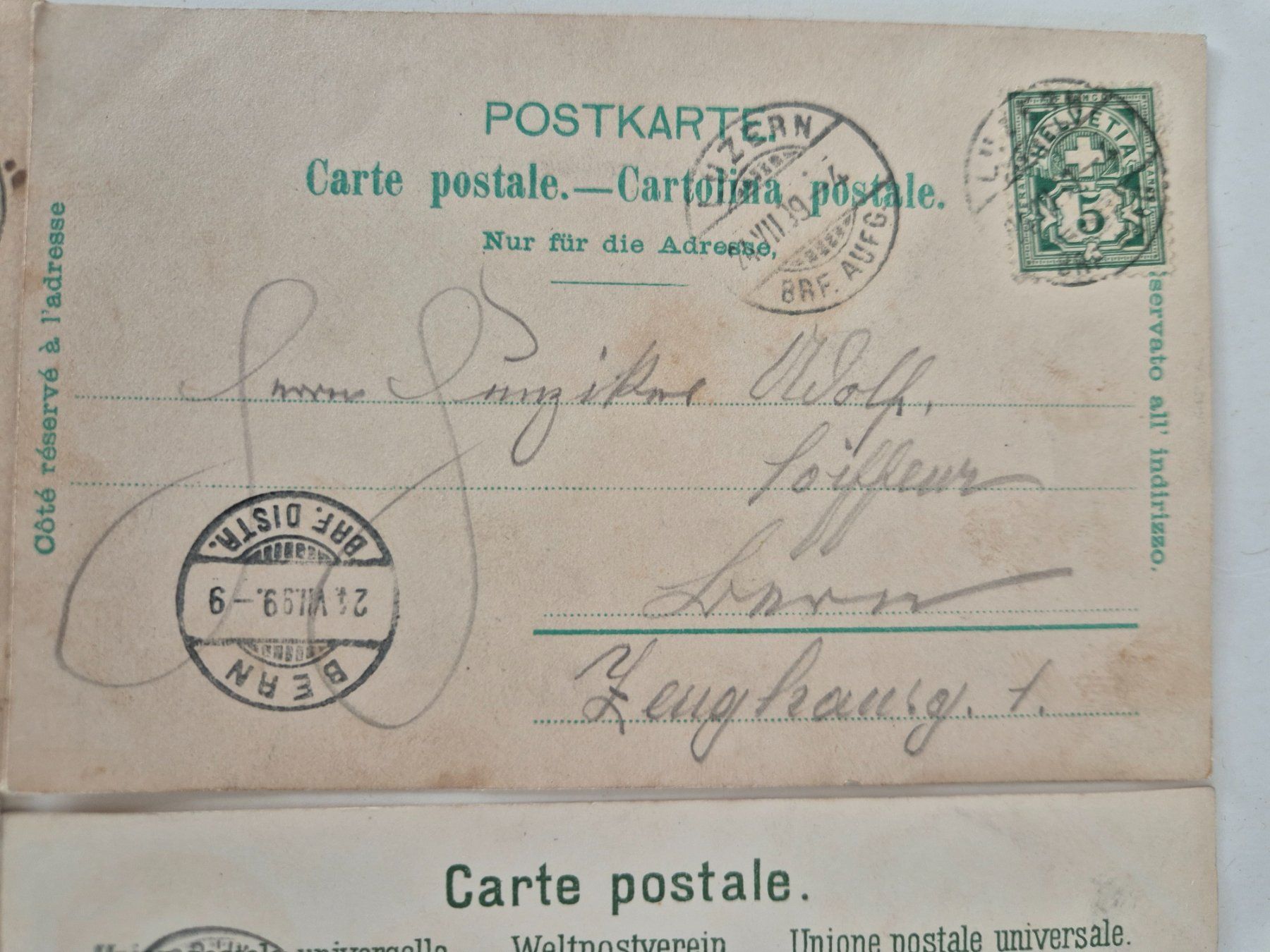 Cartoline postali: 4  AK Ansichtskarten Luzern, 1899 – Usato da Schlosswil venduto da donmarcos62 7