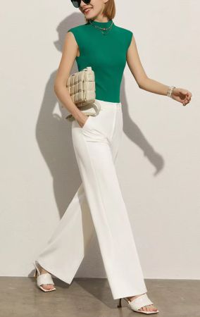 Amii Weite Hose in Marlene-Stil mit Bügelfalten Weiss
