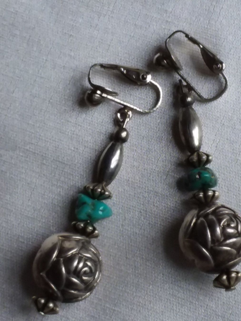 Ohrringe & -stecker: Vintage Silber/Türkis Ohrhänger mit Clips – Gebraucht aus Zürich von sanwit 1