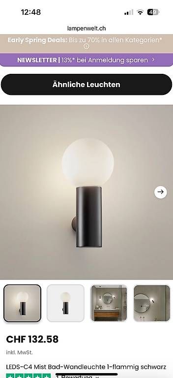 Lampade: Wandleuchte NEU – Usato da Zürich venduto da shizukana 1