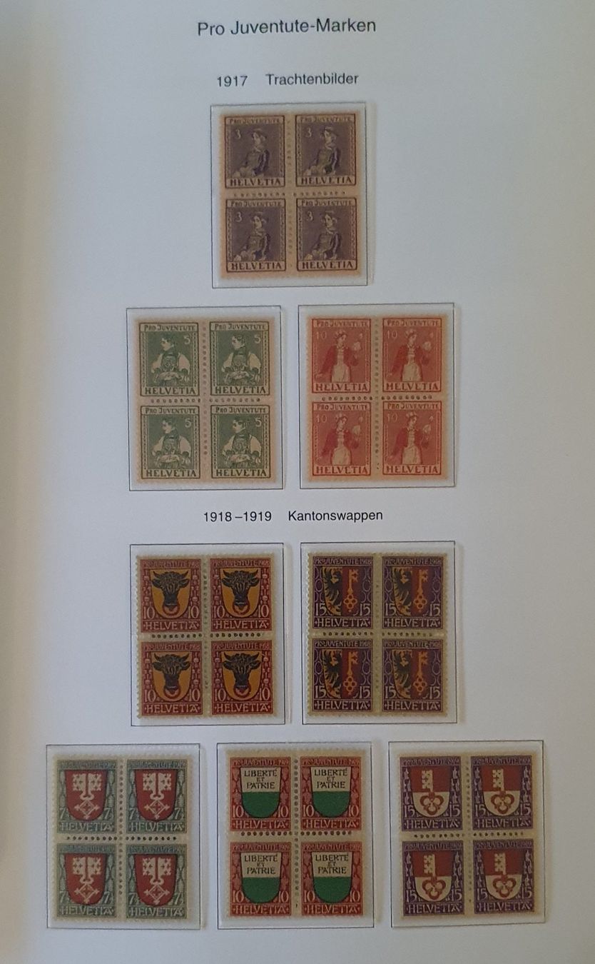 Tutti i francobolli: Pro Juventute 4er Block Sammlung Postfrisch 1913-2009 – Usato da Kreuzlingen venduto da Rschweiz1 1