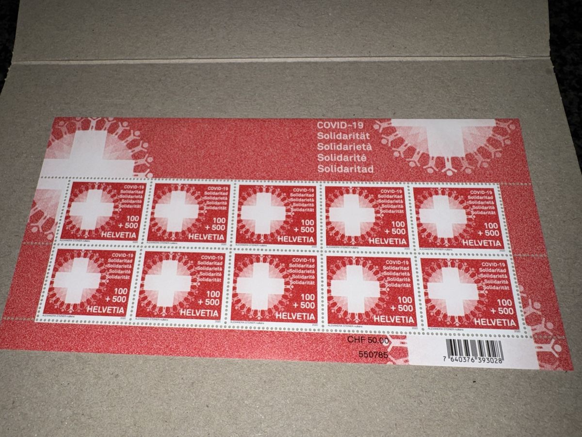 Tutti i francobolli: Covid-19 Solidarität Briefmarkenbogen postfrisch – Nuovo e nell'imballaggio originale da Gossau ZH venduto da Shaolin