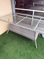 Gartentisch Rattan Optik Glasplatte Aluminium Gestell gebrau