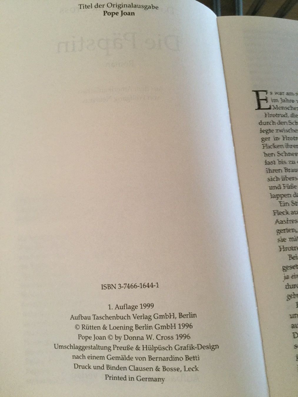 Bücher: Donna W. Cross: Die Päpstin – Gebraucht aus Luzern von Einh0rn 5