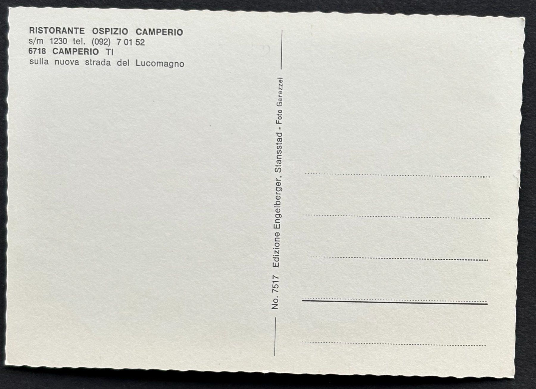 Cartoline postali: ANSICHTSKARTE RISTORANTE OSPIZIO CAMPERION – Usato da Ostermundigen venduto da crazy-horse-1840 1