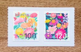 SUISSE HELVETIA neuf** 2025 Paire autocollante Fleurs