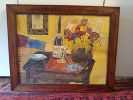 Gemälde Stillleben mit Flasche von A. Abrahams, Februar 1932