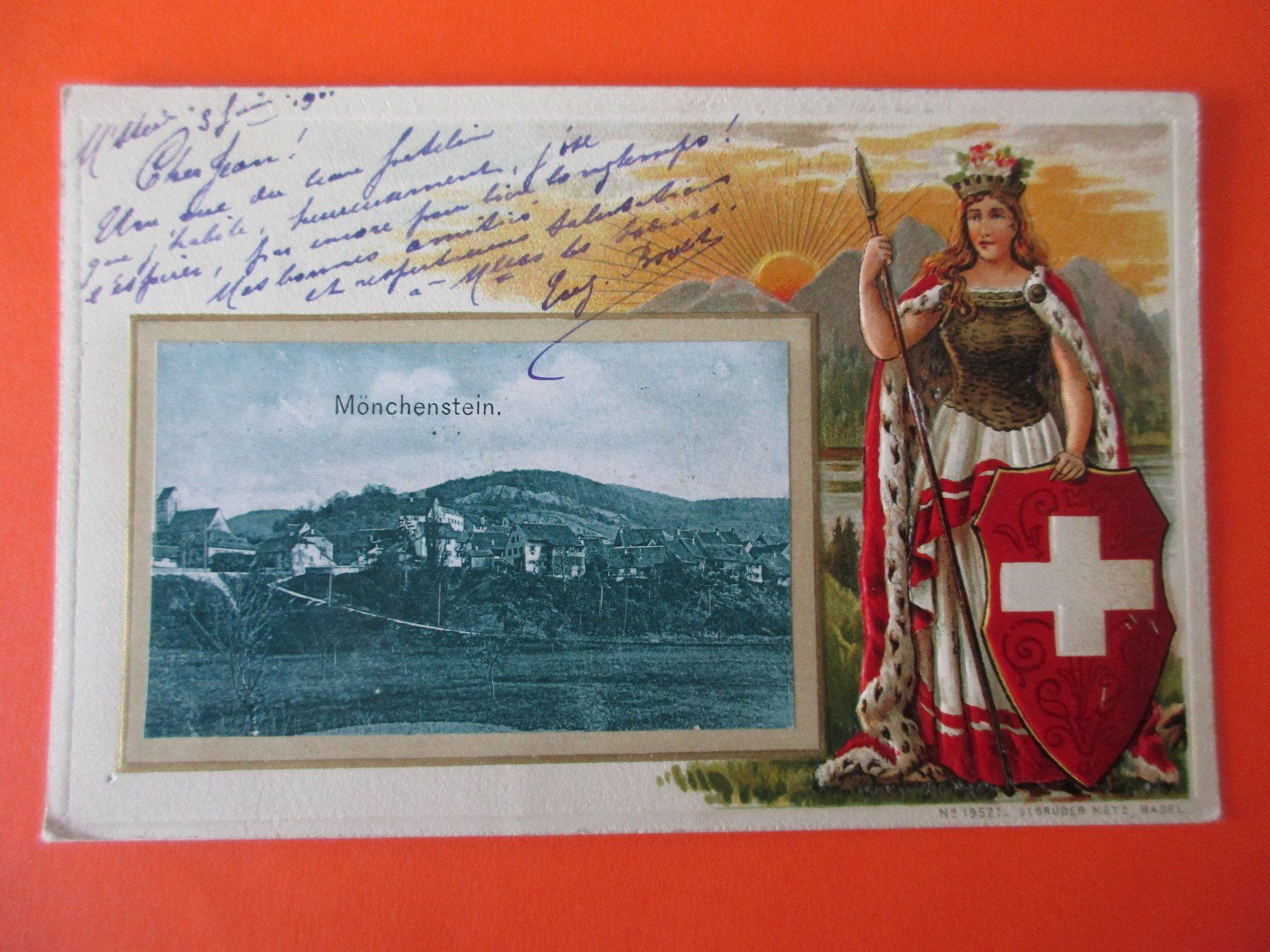 Cartoline postali: MÖNCHENSTEIN Prägelitho / Gel. 1901 / Ansichtskarte – Usato da Eschenbach LU venduto da Jack1711