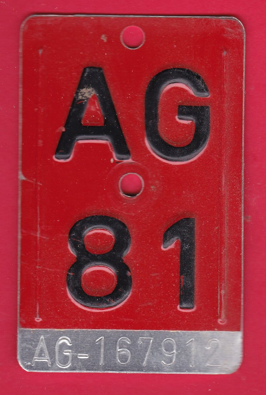 Insegne: VELONUMMER/FAHRRADSCHILD, AG 81 – Usato da Oberrieden venduto da Gebirgsstelze