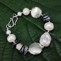 Barock Grosse weiss Perlen Armband Perle Bracelet Echt Vrai