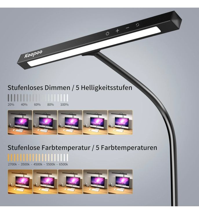 YAMYONE LED Schreibtischlampe Mit Drahtlosem Ladegerät Und USB