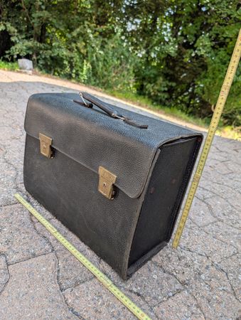 Mallette de rangement vintage avec tiroirs en cuir 