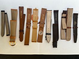 10 bracelets de montres neufs et d'origine en cuir, croco