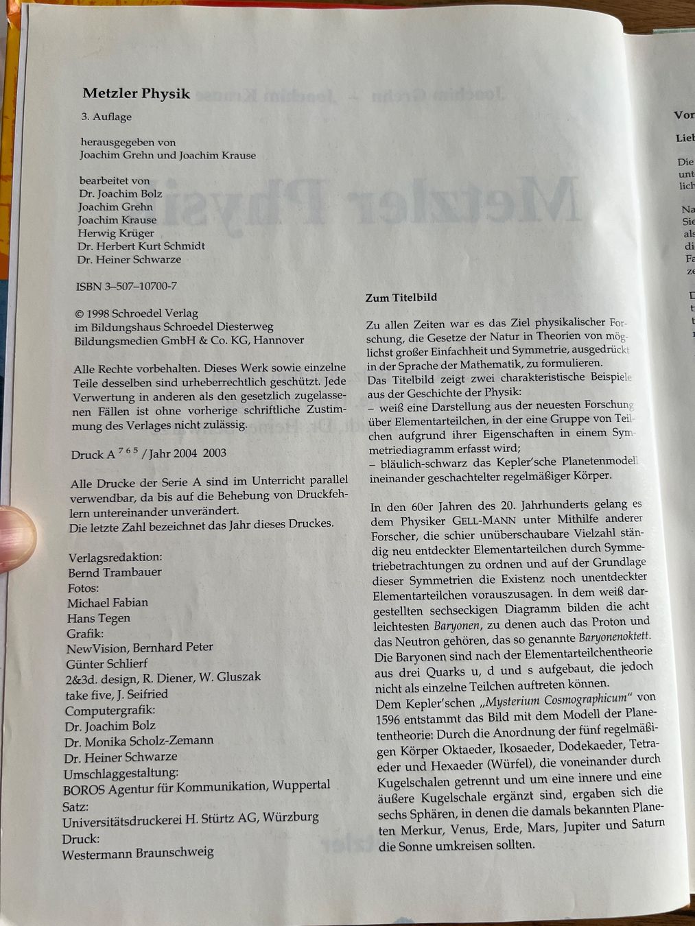 Libri: Metzler Physik - Lehrbuch, dritte Auflage – Usato da Veltheim AG venduto da kronecker 1