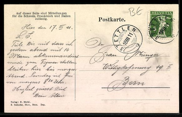 Cartoline postali: AK Stettlen, Ortsansicht mit Kirche – Usato da Berlin venduto da bartko-reher 1