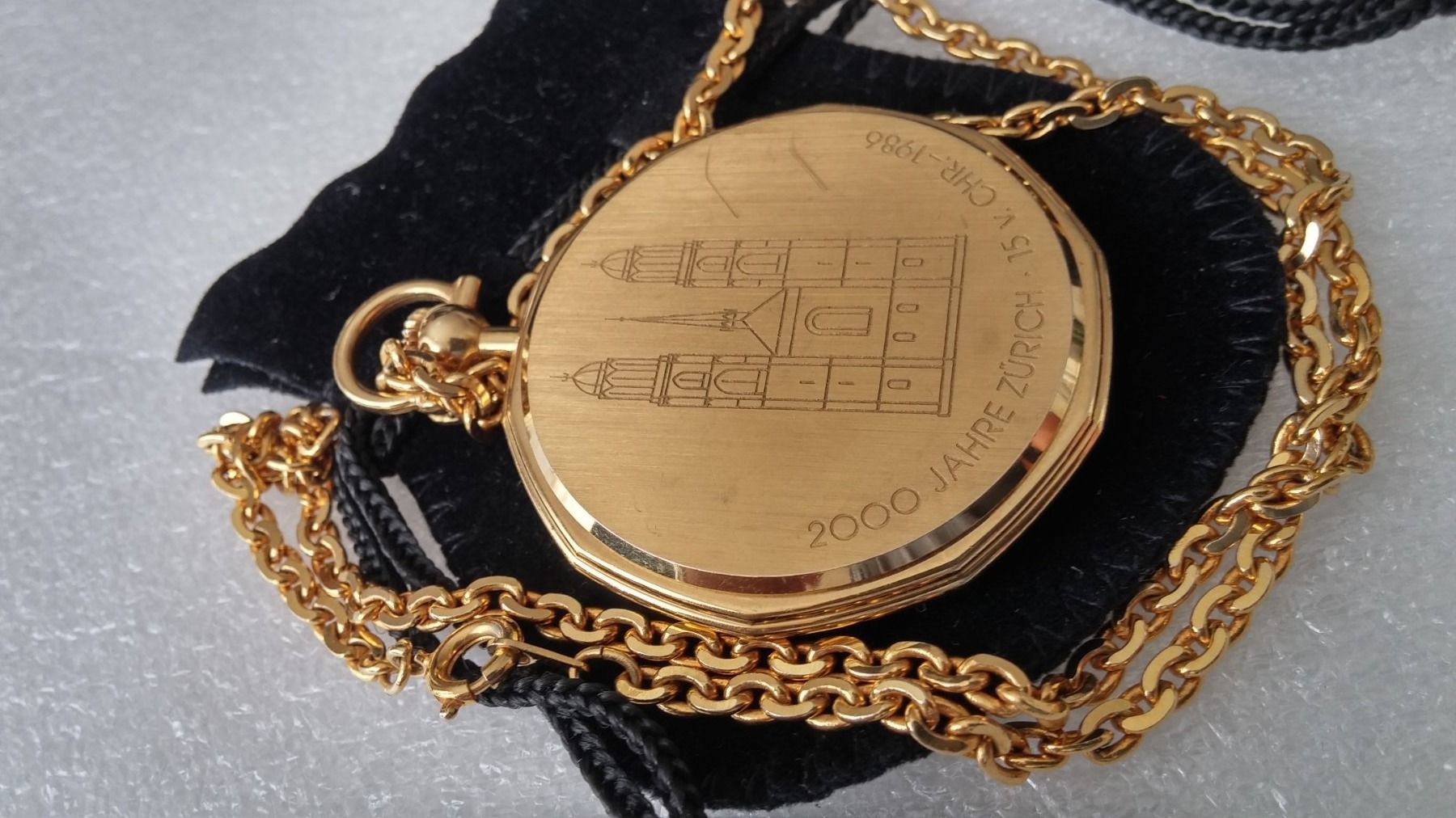 2000 Jahre Zürich v. CHR-1986 Taschenuhr mit original Kette