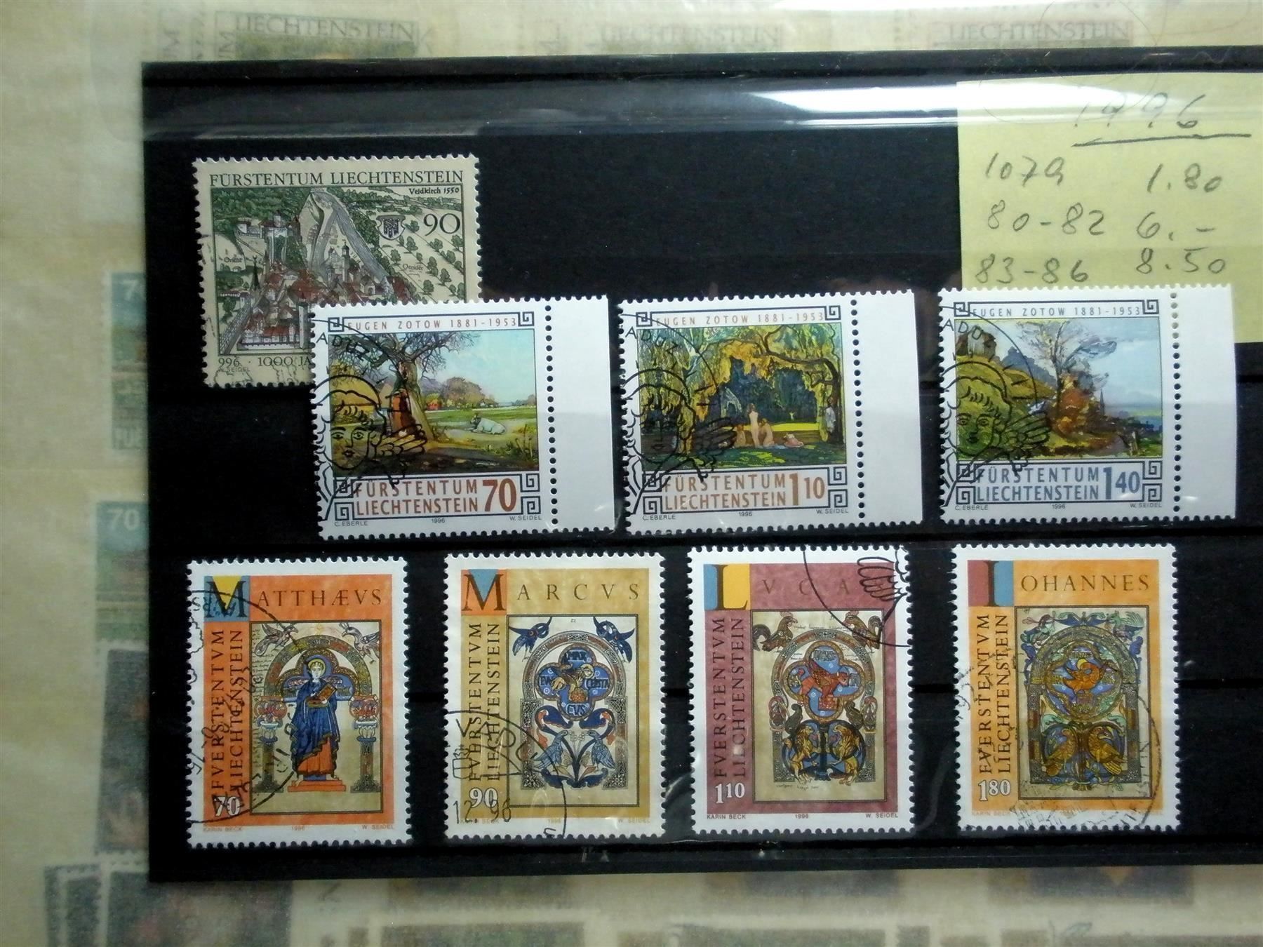 Tutti i francobolli: 1996 gest. 1079 - 1086 – Usato da Buchs SG venduto da Tigeradler