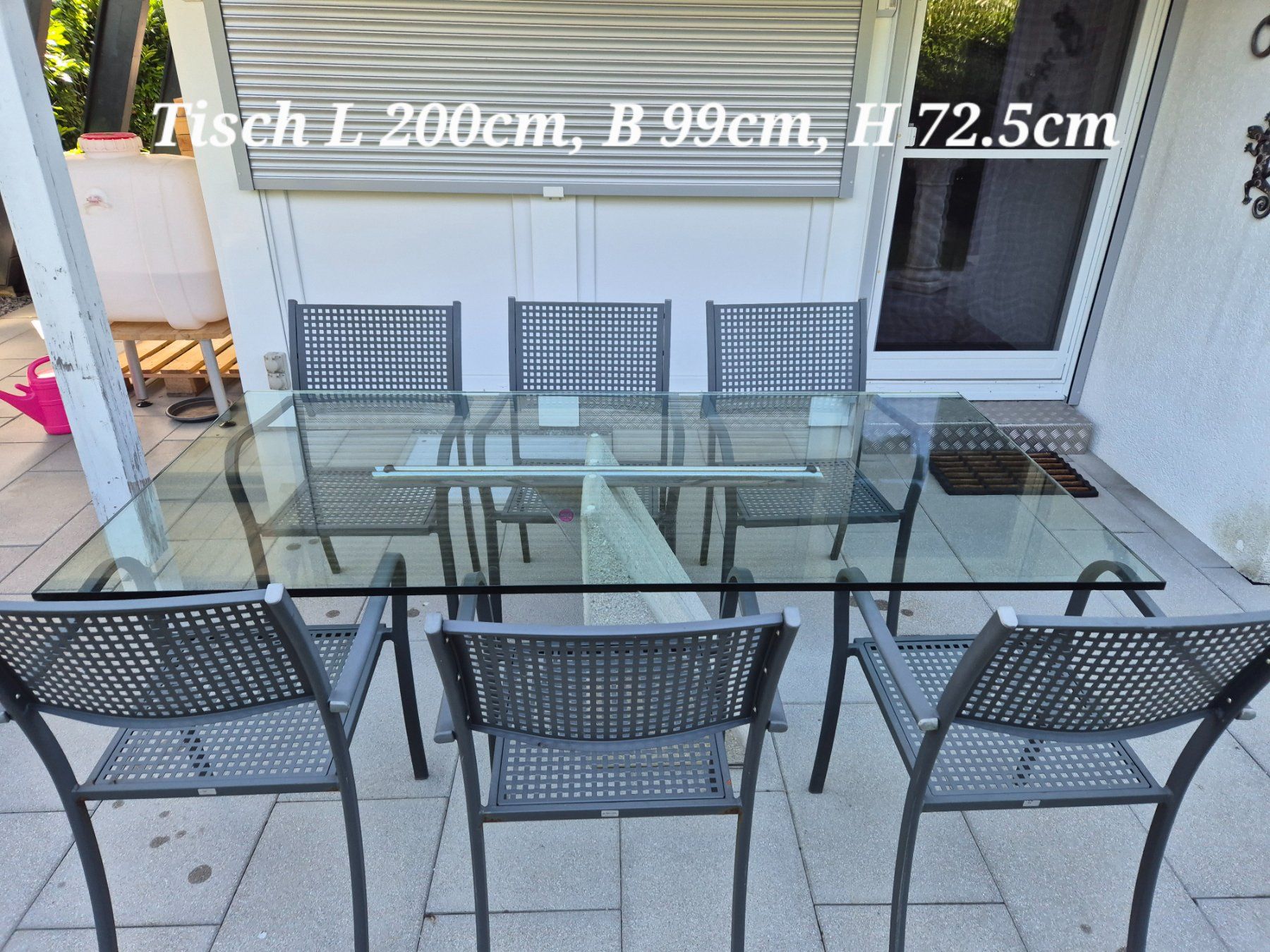 Set de table et chaises: Gartentisch mit sechs Metalstühlen. – D'occasion à Amriswil par lindenmannkia