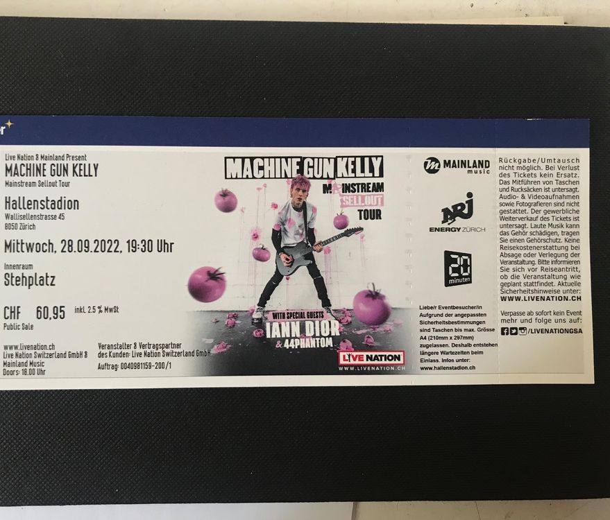 Machine Gun Kelly MGK Ticket Kaufen auf Ricardo