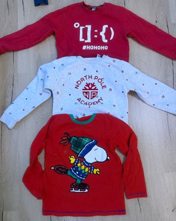 Pullover mit Weihnachtsmotiv, Größe 128, als Set oder einzel