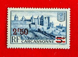 FRANCE FRANKREICH CARCASSONE ÜBERDRUCK 2.50 AUF 5 FR. 1940*