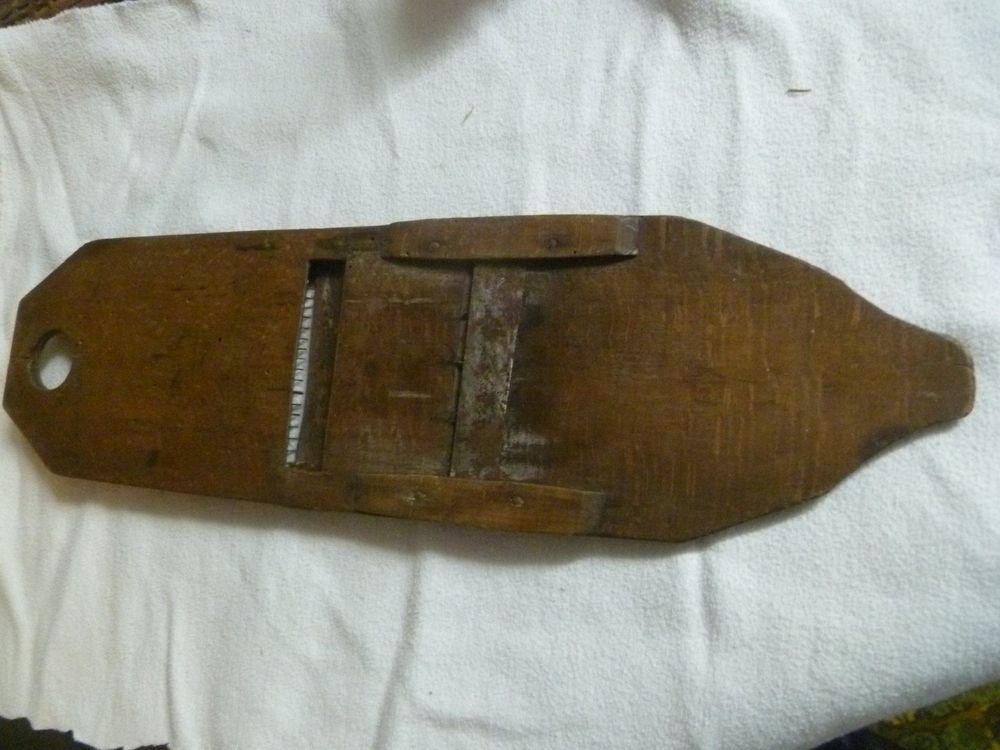 Ancienne Mandoline Coupe-chou En Bois – 3 Lames, Ustensile Cuisine Vintage Déco