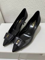 Saint Laurent Anais Ribbon Logo Pumps Heels Kid Black 37