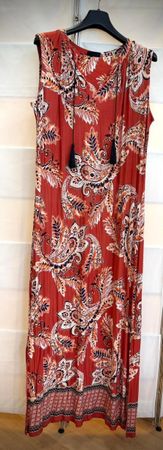 Maxikleid Gr 46/48 Rot Paisley Sommerkleid Wallis wie neu