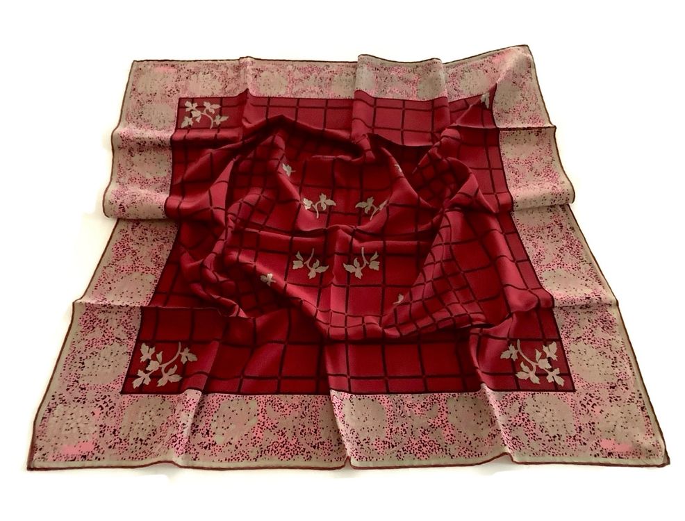 Foulard En Soie Vintage BAYRON - 90x90 Cm - Vert - Très Bon état