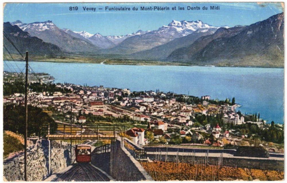 A 10741 Funiculaire Vevey Mont Pelerin Poster By Edmond Henri Grin About 1935 main image 1