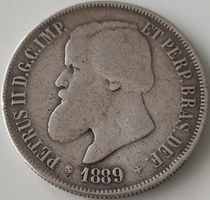 Seltene Sammlermünze 2000 Reis Brasilien 1889 - Silber