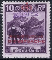 MUSTER Handstempel auf 10 Rp. Alp am Bettlerjoch Dienstmarke