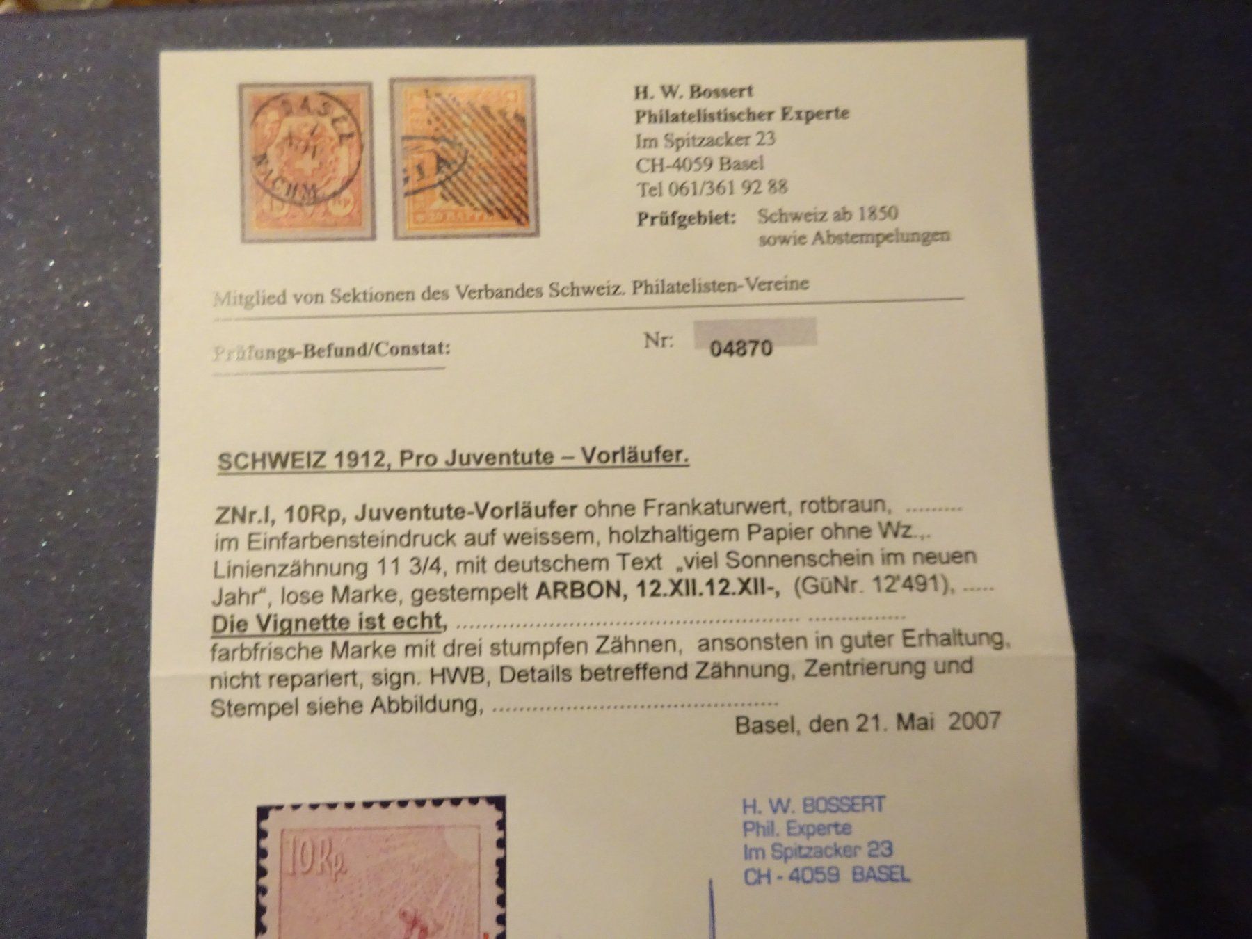 Tutti i francobolli: 1912 Pro Juventute deutsch ET-Voll - Attest – Usato da Appenzell-Steinegg venduto da adi1975 5