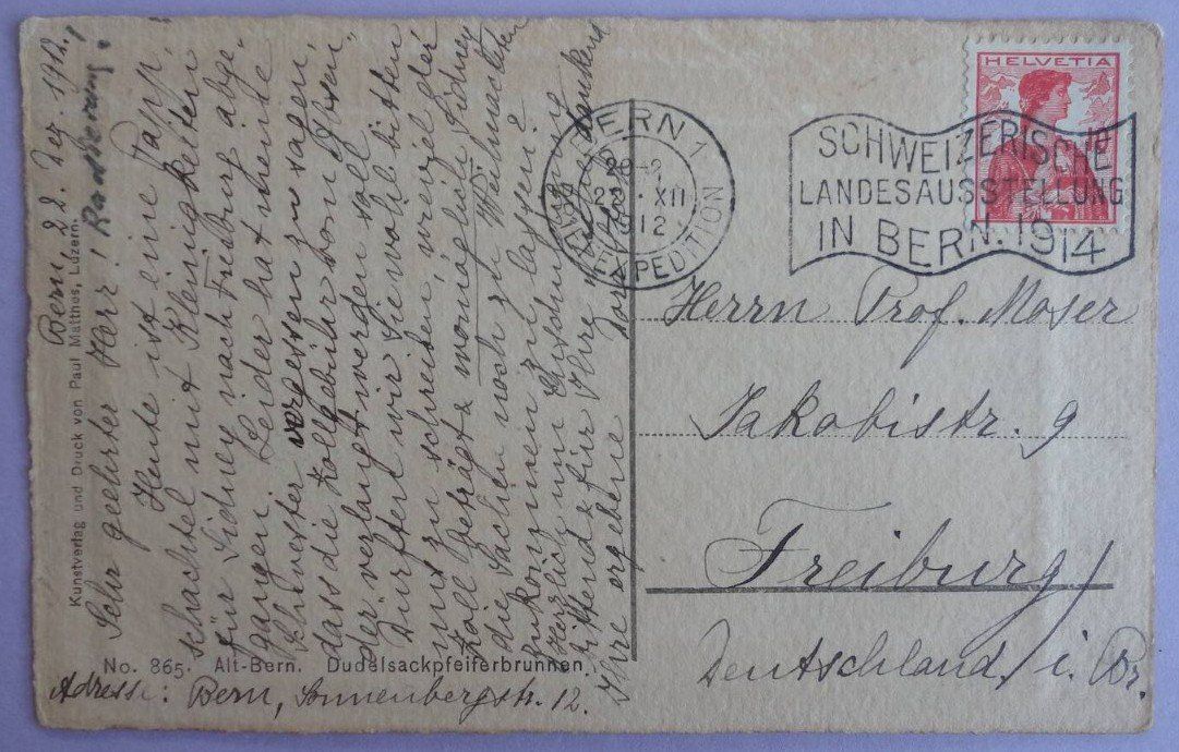 Cartoline postali: Alt-Bern, Dudelsackpfeiferbrunnen – Usato da Fétigny venduto da Billy2miny 1
