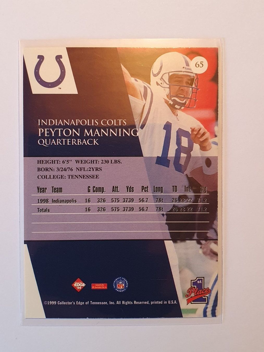 NFL Sammelbilder & Trading cards: Peyton Manning 1999 Collectors Edge NFL – Gebraucht aus Oberdorf BL von BaldenEagle 1