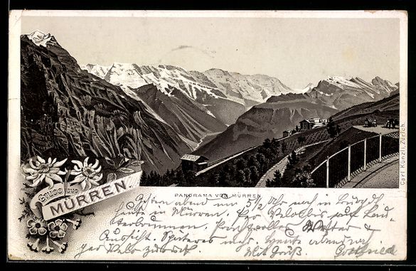 Cartoline postali: Litho Mürren, Panorama von Mürren – Usato da Berlin venduto da bartko-reher