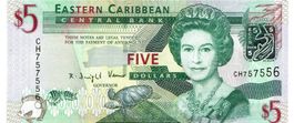 East Caribbean 5 Dollar 2008 P-47 Prefix CH QUE II A-UNZ