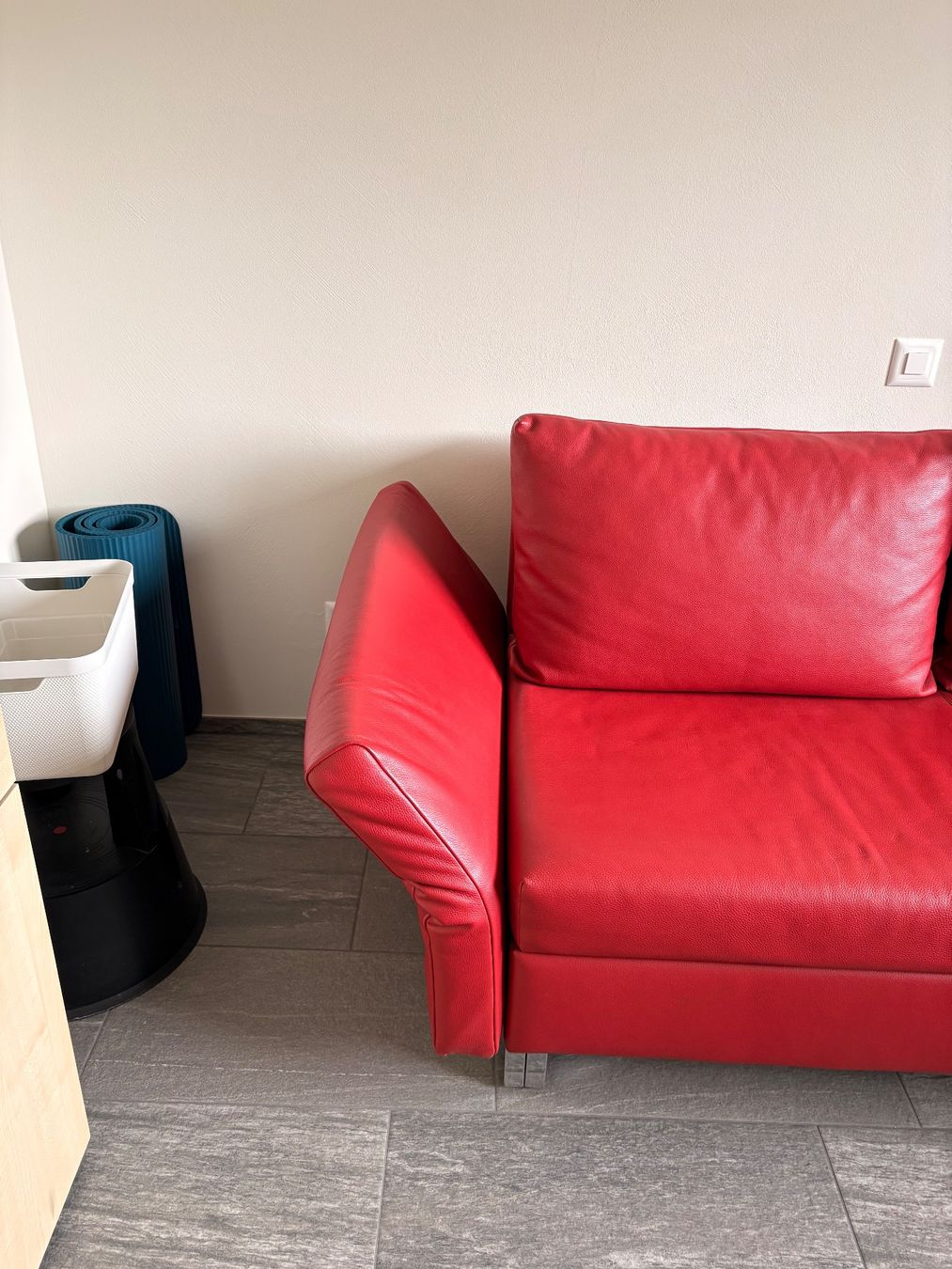 Divani: Rotes Leder Schlafsofa, 2-plätzig – Usato da Oftringen venduto da Snowmogli 1