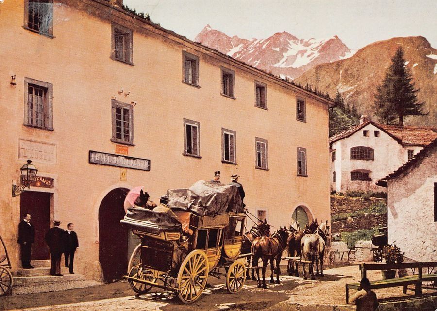 Cartoline postali: Simplon-Dorf, Poststation 1890, Station Postale - REPRO – Usato da Frauenfeld venduto da POML