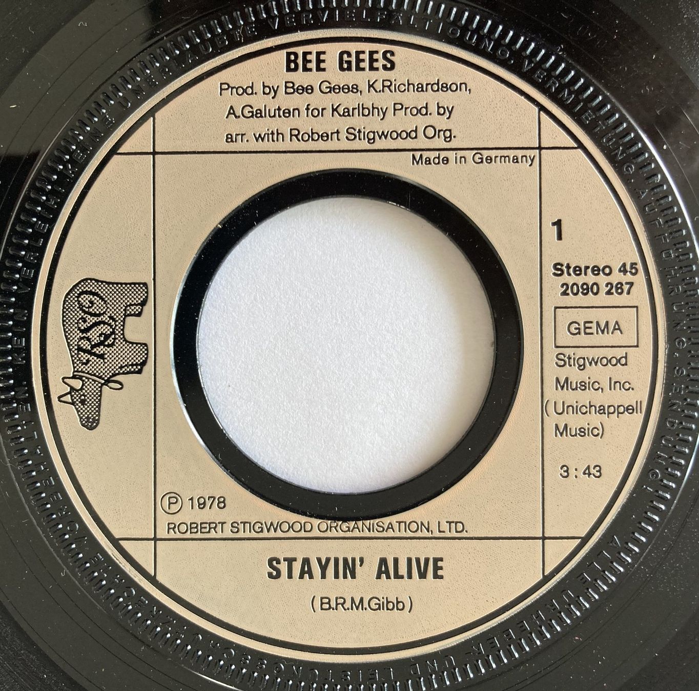 Schallplatten: BEE GEES - STAYIN' ALIVE – Gebraucht aus Bottens von hotter-than-hell 2