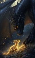 Diamond Painting: Schwarzer & goldener Drache 40x70cm