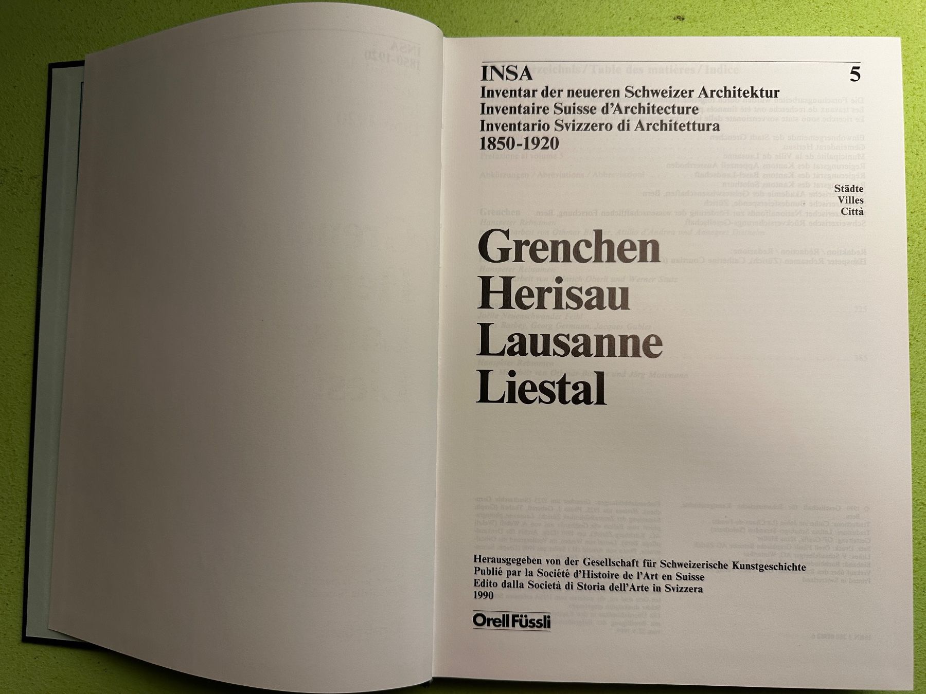 Libri: INSA 5: Grenchen, Herisau, Lausanne, Liestal – Usato da Zürich venduto da allp 1