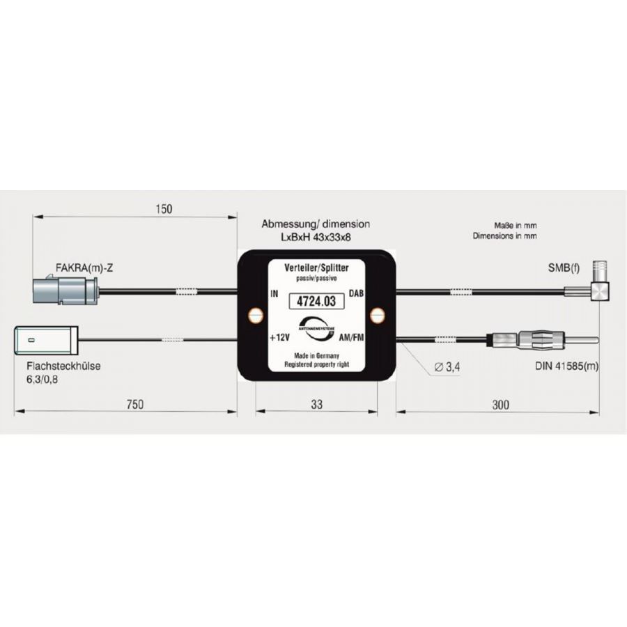 Antenne: DAB+ Splitter (passiv) Fakra auf DIN/SMB – Nuovo e nell'imballaggio originale da Sonnental venduto da Bindi
