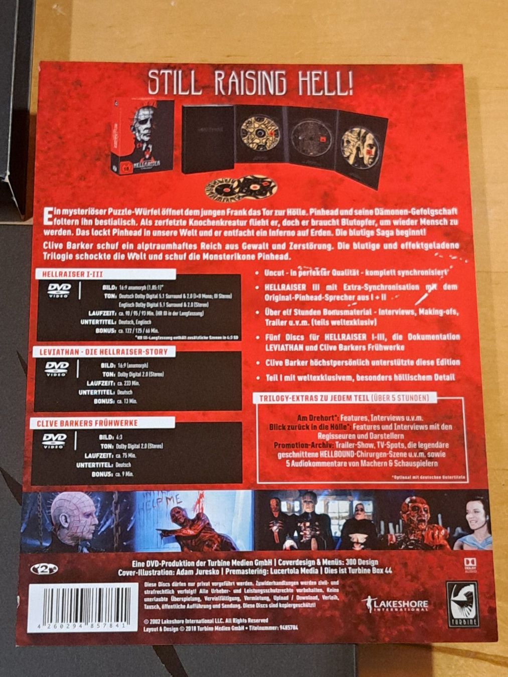 Tutti i DVDs: Clive Barker's HELLRAISER Trilogy, Boxset mit 5 Discs, UNCUT – Nuovo (secondo la descrizione) da Unterseen venduto da Kanica 3
