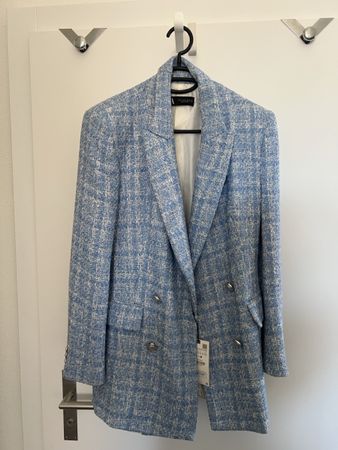 Zara Blazer blau kariert Grösse XL- neu mit Etikett